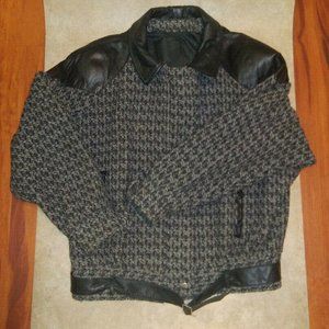 Vtg 80's Style Bomber/Biker Cropped Jacket Coat Wool w Leather Trim Korea Sz 7/8